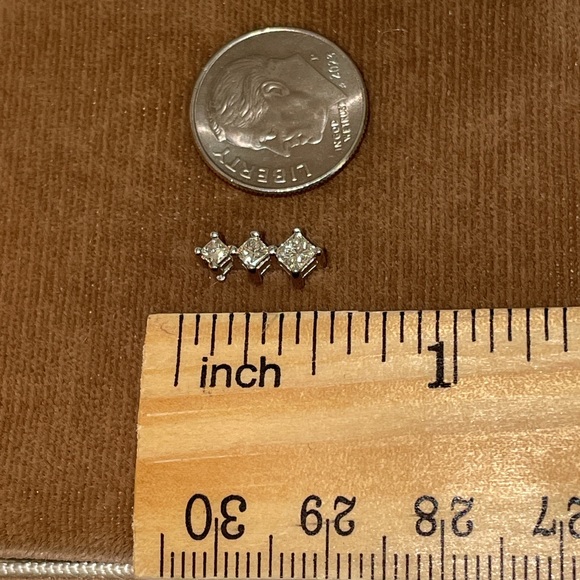 Solid Stamped 14K White Gold Natural Princess Cut Diamond Pendant for Necklace - Picture 7 of 12